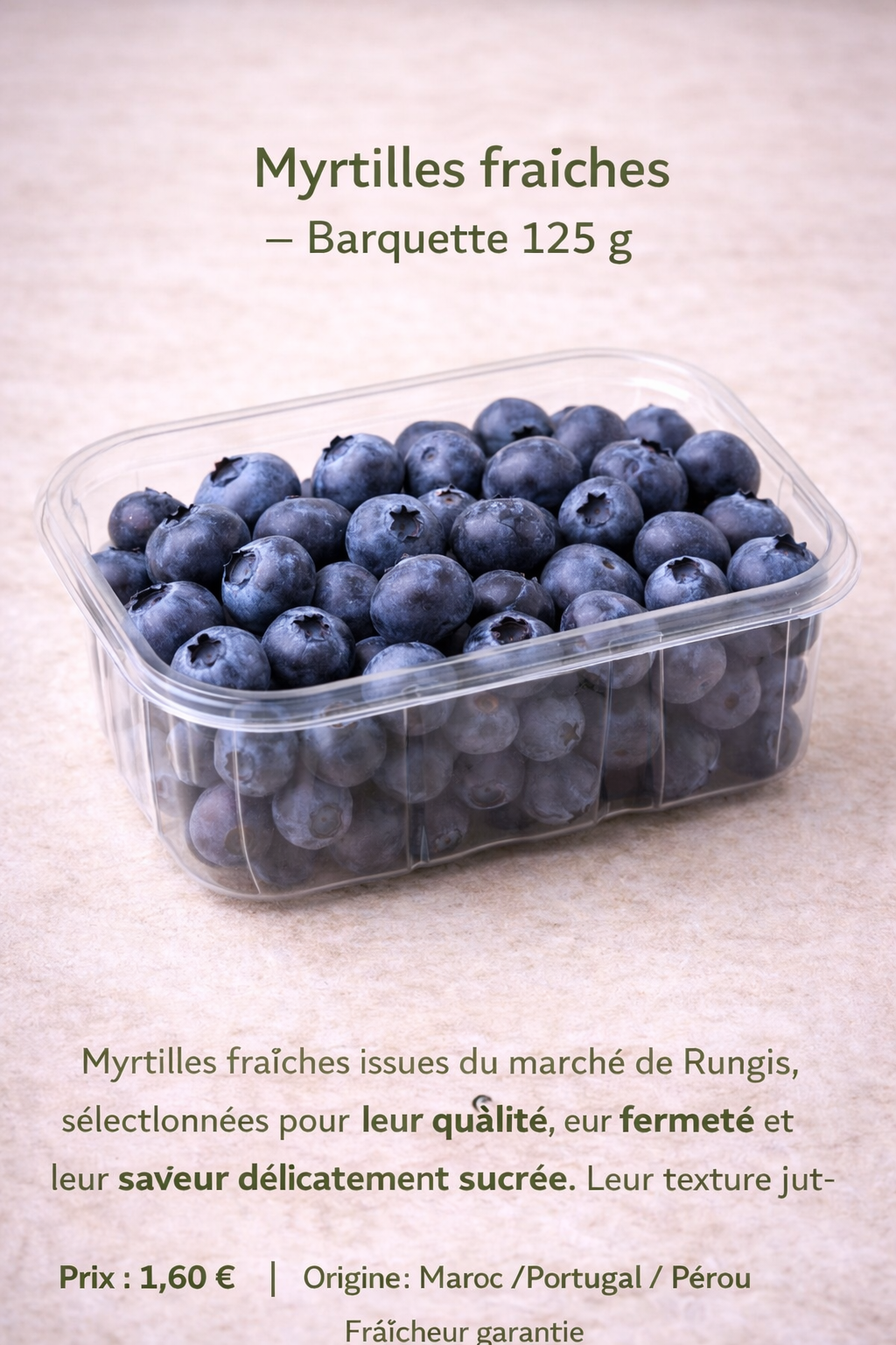 Myrtille (125g) frais du marché de Rungis - Epicerie SIAM