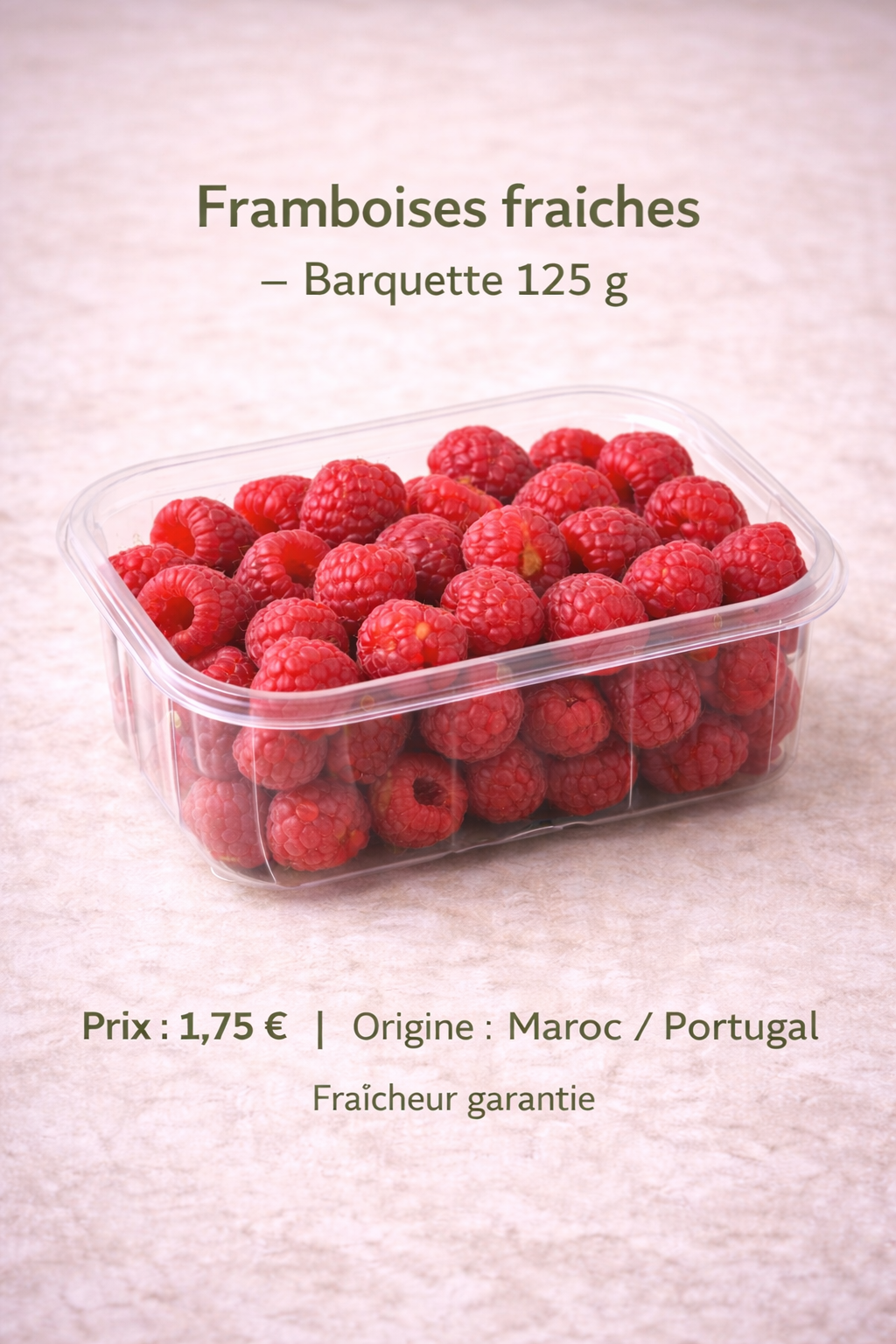 Framboise (125g) frais du marché de Rungis - Epicerie SIAM